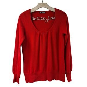 Marks & Spencer Autograph Red 100% Cashmere Sweater 10 Soft Knit Scoopneck
